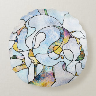Rainbow shards, stained glass unity round cushion