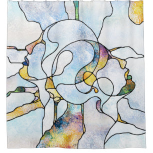 Rainbow shards, stained glass unity shower curtain