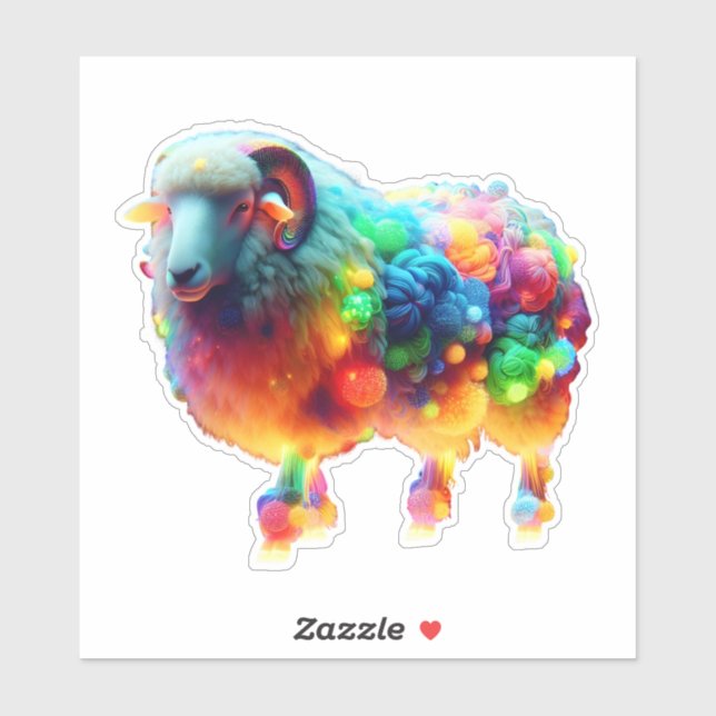 Rainbow Sheep Art – Glowing Colorful Wool, Fantasy (Sheet)