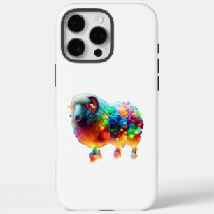 Rainbow Sheep Art – Glowing Colorful Wool, Fantasy iPhone 16 Pro Max Case