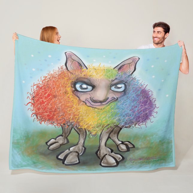 Rainbow Sheep Fleece Blanket (In Situ)