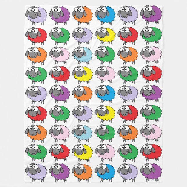 Rainbow Sheep Fleece Blanket (Front)
