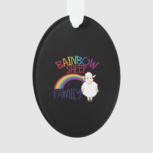 Rainbow sheep of family | Colourful Sheep Gift Ornament (Front)