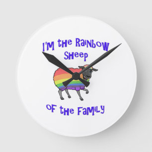 Rainbow Sheep of the Family Round Clock