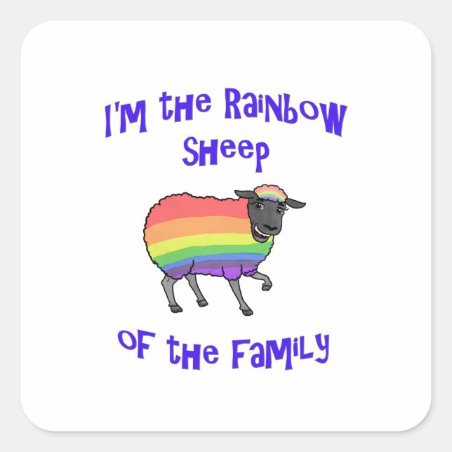 Rainbow Sheep of the Family Square Sticker (Front)