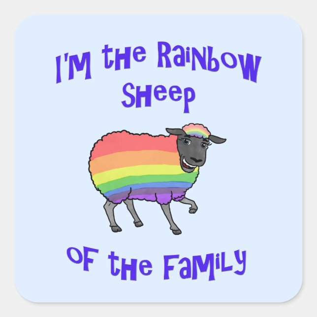 Rainbow Sheep of the Family Square Sticker (Front)