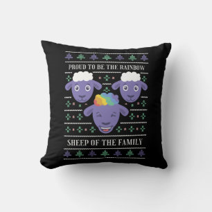 Rainbow Sheep of the Family Ugly Christmas  Cushion