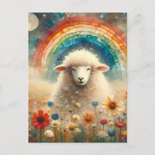 Rainbow Sheep Postcard (Front)