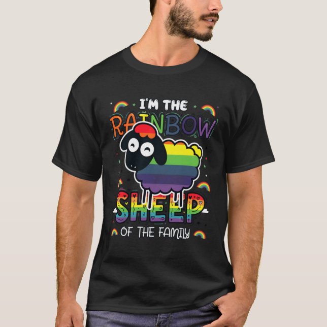 Rainbow Sheep Pride Family Statement T T-Shirt (Front)