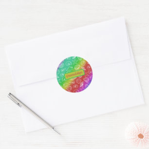Rainbow Shellfish Pattern Add Name Classic Round Sticker