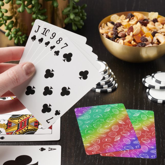 Rainbow Shellfish Pattern Playing Cards (In Situ)