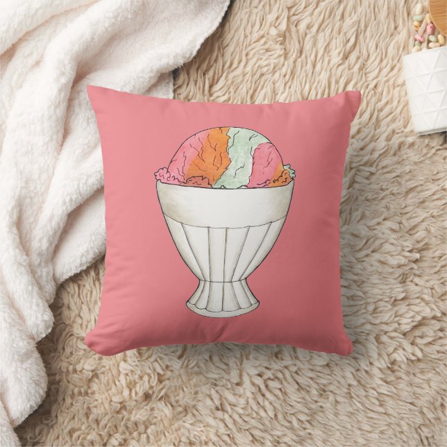 Rainbow Sherbet Ice Cream Sorbet Dessert Coral Cushion (Blanket)