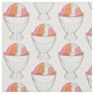Rainbow Sherbet Ice Cream Sorbet Dessert Scoop Fabric