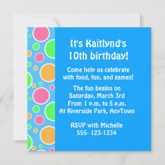 Rainbow Sherbet Polka Dots Invitation