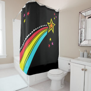 Rainbow Shooting Star Space Shower Curtain