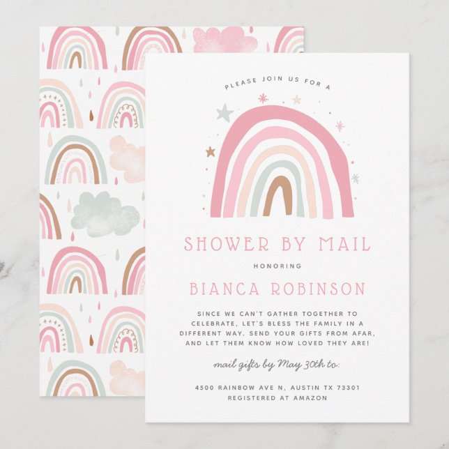 Rainbow Shower By Mail Baby Shower Invitation (Front/Back)