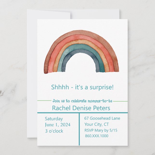 RAINBOW Shower Invitation (Front)