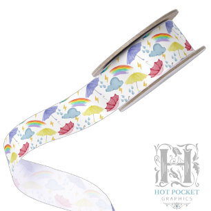 Rainbow Showers Satin Ribbon