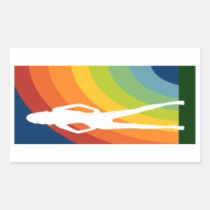 rainbow silhouetted woman rectangular sticker