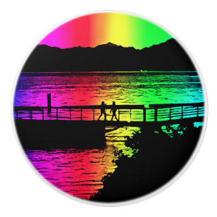 Rainbow Silhouettes at the Lake Furniture Pull