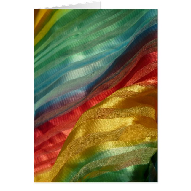 Rainbow Silk Multicolored Fabric Photo Card (Front)