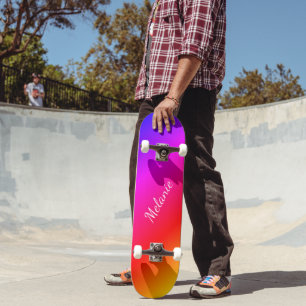 Rainbow Skateboard with Custom Name Text