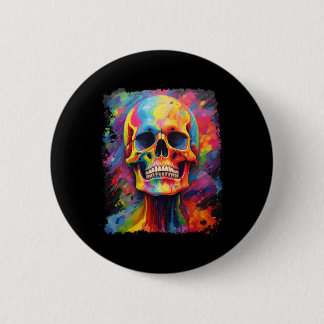 Rainbow Skeleton Anatomy Scary Halloween 6 Cm Round Badge