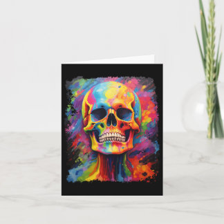 Rainbow Skeleton Anatomy Scary Halloween Card