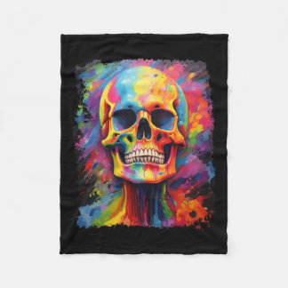 Rainbow Skeleton Anatomy Scary Halloween Fleece Blanket