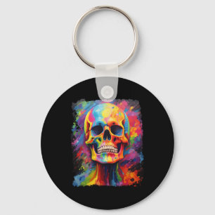 Rainbow Skeleton Anatomy Scary Halloween Key Ring
