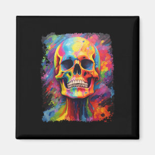 Rainbow Skeleton Anatomy Scary Halloween Magnet
