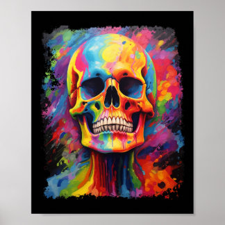 Rainbow Skeleton Anatomy Scary Halloween  Poster