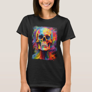 Rainbow Skeleton Anatomy Scary Halloween T-Shirt