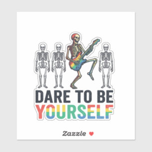 Rainbow Skeleton Dare to Be Yourself Vector Design
