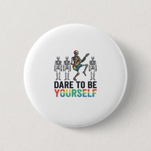Rainbow Skeleton Dare to Be Yourself Vector Design 6 Cm Round Badge