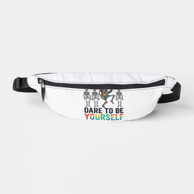 Rainbow Skeleton Dare to Be Yourself Vector Design Bum Bags (Front)