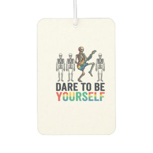 Rainbow Skeleton Dare to Be Yourself Vector Design Car Air Freshener