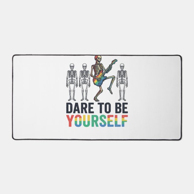 Rainbow Skeleton Dare to Be Yourself Vector Design Desk Mat (Front)