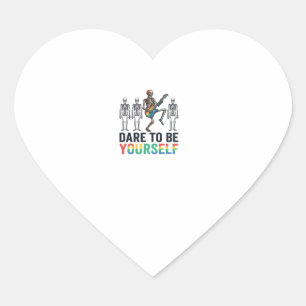 Rainbow Skeleton Dare to Be Yourself Vector Design Heart Sticker