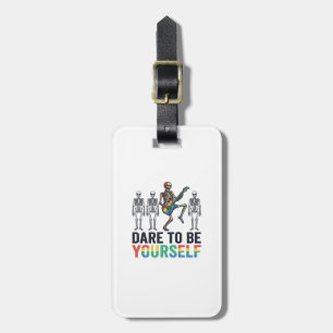 Rainbow Skeleton Dare to Be Yourself Vector Design Luggage Tag
