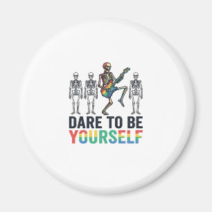 Rainbow Skeleton Dare to Be Yourself Vector Design Magnet