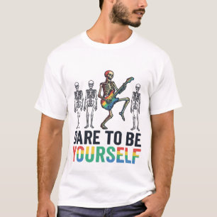 Rainbow Skeleton Dare to Be Yourself Vector Design T-Shirt