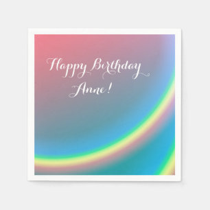 Rainbow Skies Happy Birthday Personalised Napkins