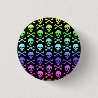 Rainbow Skull and Crossbones 3 Cm Round Badge