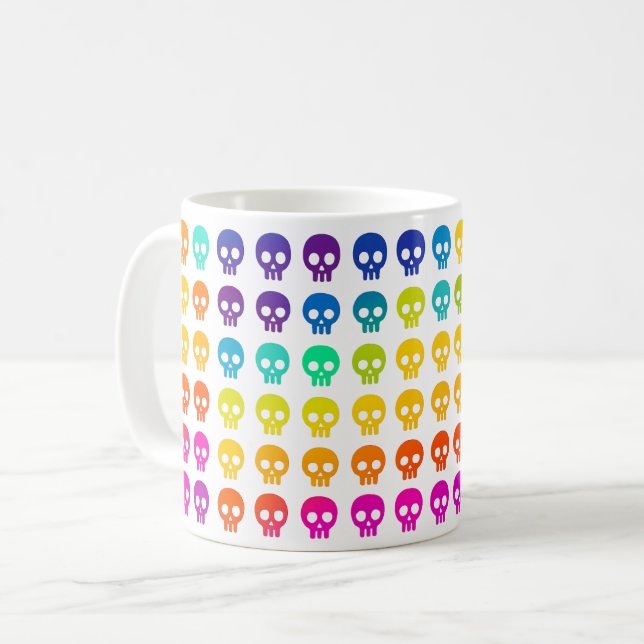 Rainbow Skull Fun Coffee Mug (Front Left)
