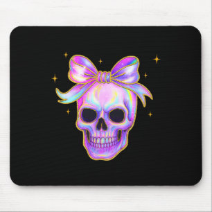 Rainbow Skull Shirt Halloween Cute Bow Pastel Aest Mouse Mat