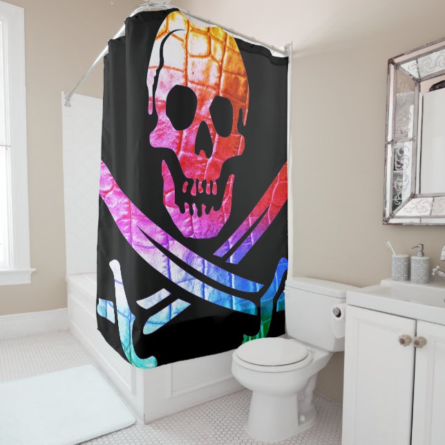 Rainbow Skull Shower Curtain (In Situ)