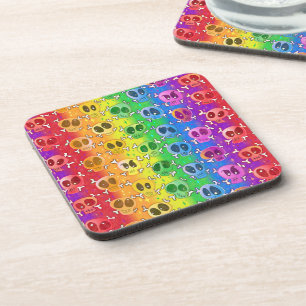Rainbow Skulls Gay Pride Flag Colours Coaster