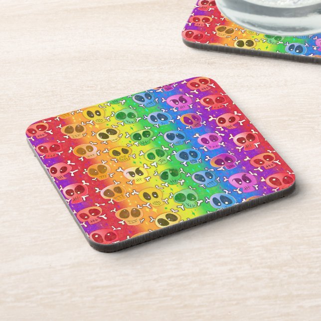 Rainbow Skulls Gay Pride Flag Colours Coaster (Left Side)