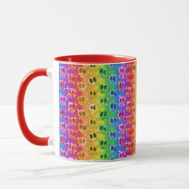 Rainbow Skulls Gay Pride Flag Colours Mug (Left)